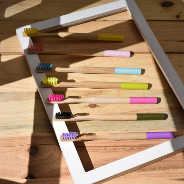 Adult round multicolor brush bamboo toothbrush (3)