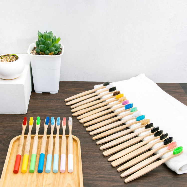 Adult round multicolor brush bamboo toothbrush (4)