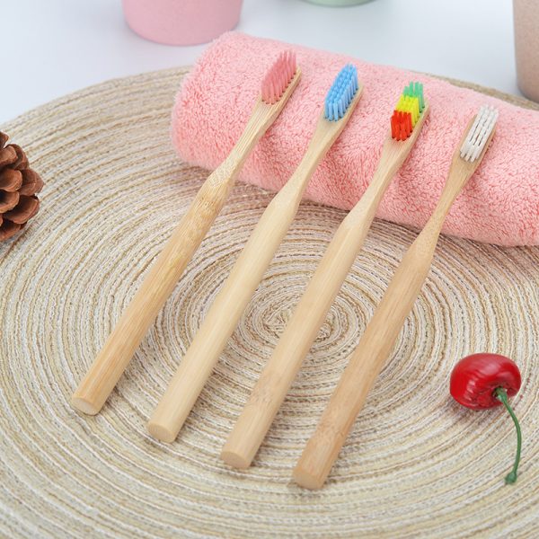 Multicolor paint cylindrical bamboo bamboo toothbrush (2)