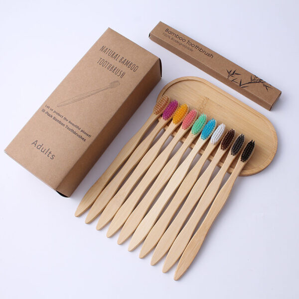 10-Pack Soft Adult Bamboo Toothbrush with Custom Logo Box
