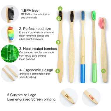 100% Biodegradable Natural Bamboo Toothbrush for Adults