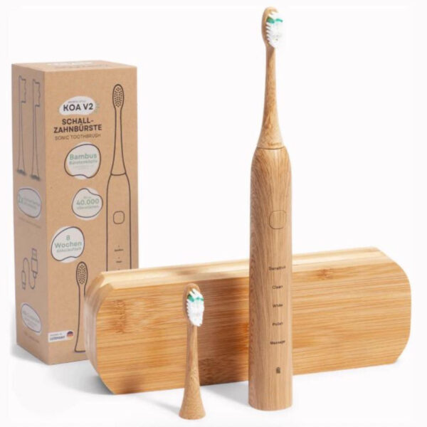 Smart Bamboo Electric Toothbrush with 5 Speeds and Rechargeable Battery