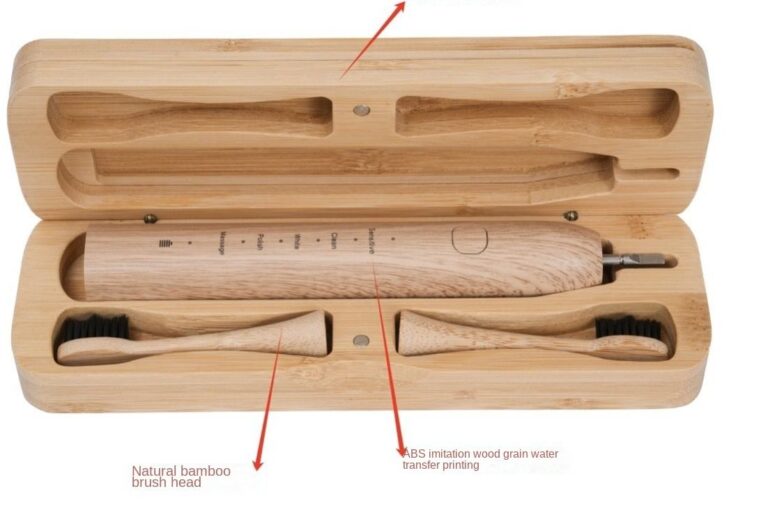 Smart Bamboo Electric Toothbrush with 5 Speeds and Rechargeable Battery