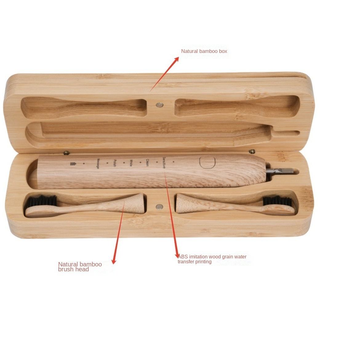 Smart Bamboo Electric Toothbrush with 5 Speeds and Rechargeable Battery