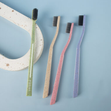 Small Head Adult Toothbrush with Charcoal Fiber and Wheat Straw Handle
