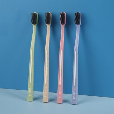 Small Head Adult Toothbrush with Charcoal Fiber and Wheat Straw Handle
