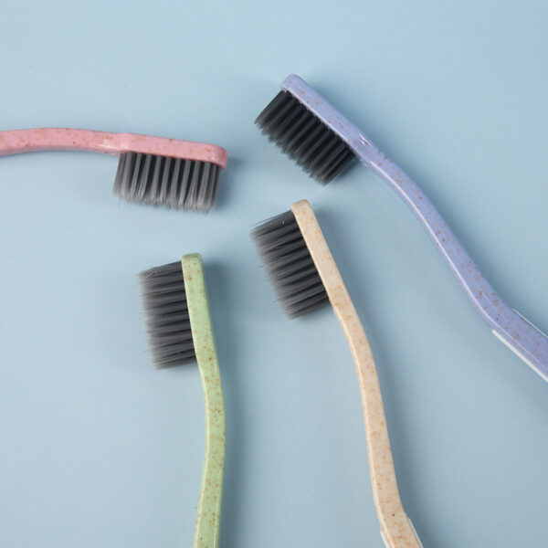 Small Head Adult Toothbrush with Charcoal Fiber and Wheat Straw Handle