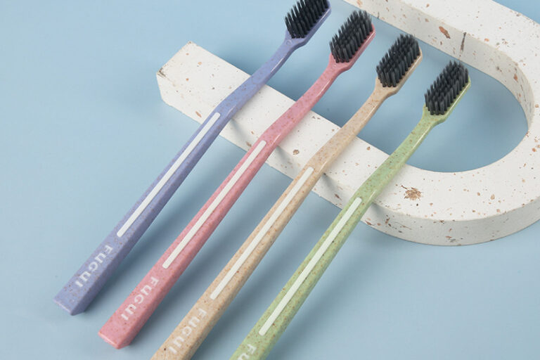 Small Head Adult Toothbrush with Charcoal Fiber and Wheat Straw Handle