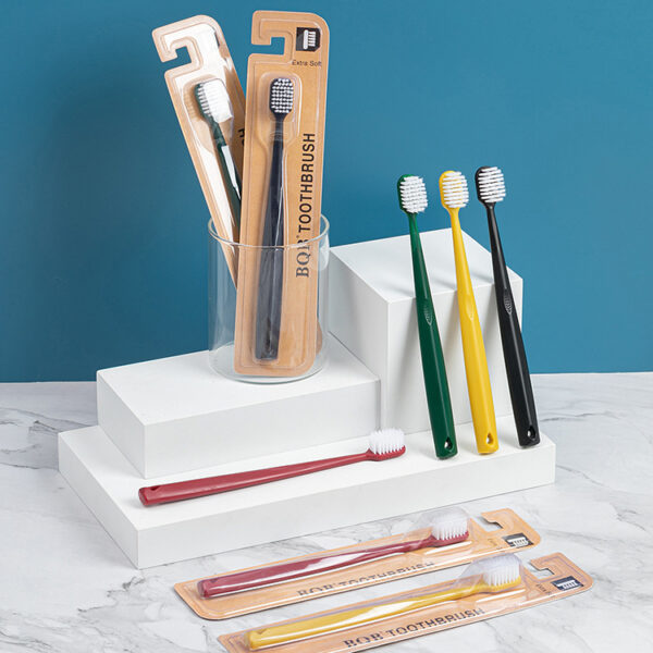 Adult Wide Head Soft Toothbrush Macaron Color Charcoal Bristles