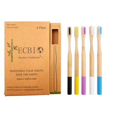 Eco-Friendly Bamboo Toothbrush with Nylon or Charcoal Bristles for Kids and Adults