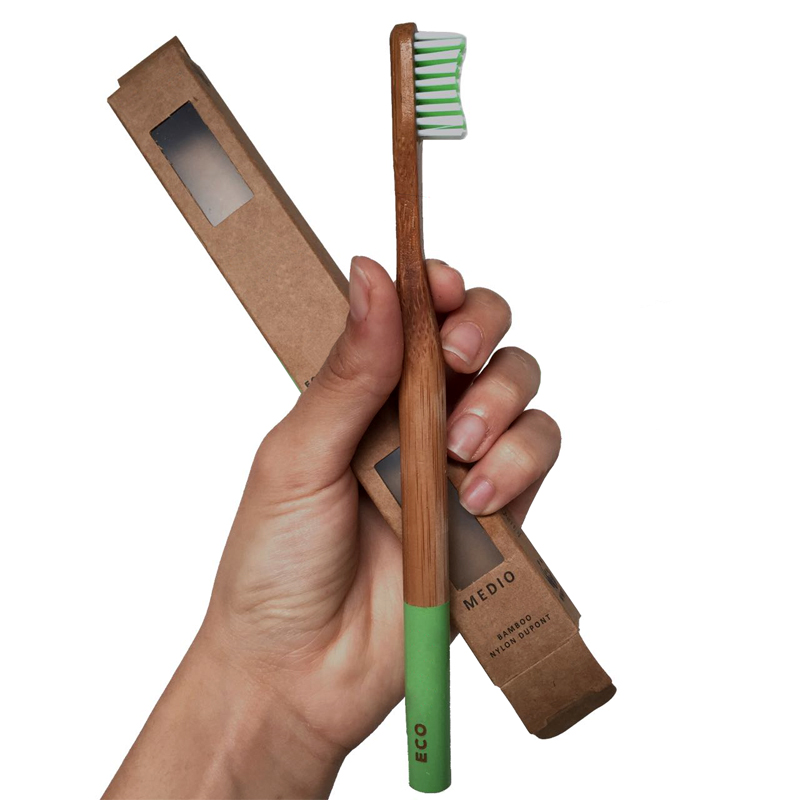Eco-Friendly Bamboo Toothbrush with Nylon or Charcoal Bristles for Kids and Adults