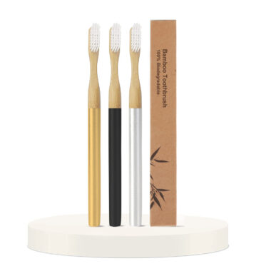 Gold Eco Toothbrush with Bamboo Head – Biodegradable Sustainable Brush