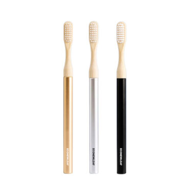Gold Eco Toothbrush with Bamboo Head – Biodegradable Sustainable Brush
