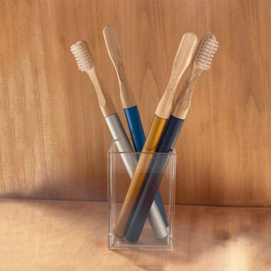 Gold Eco Toothbrush with Bamboo Head – Biodegradable Sustainable Brush