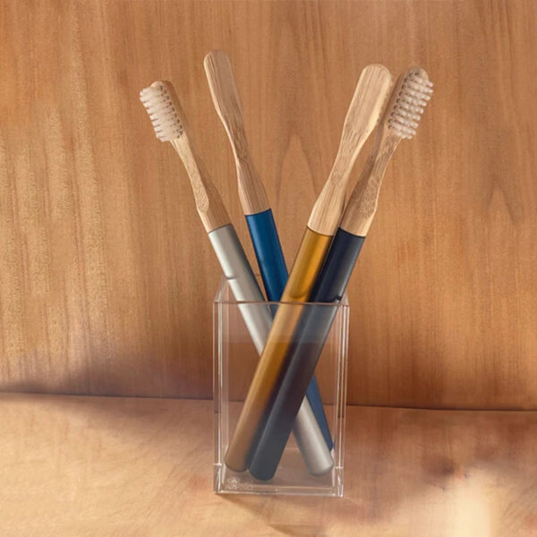 Eco-Friendly Gold Toothbrush with Bamboo Head Recyclable & Biodegradable (5) Gold Eco Toothbrush with Bamboo Head – Biodegradable Sustainable Brush