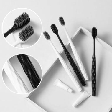 Luxury Adult Soft Toothbrush with Charcoal Bristles and Elegant Handle
