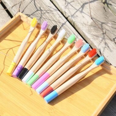 Kids bamboo toothbrush soft bristles colorful design